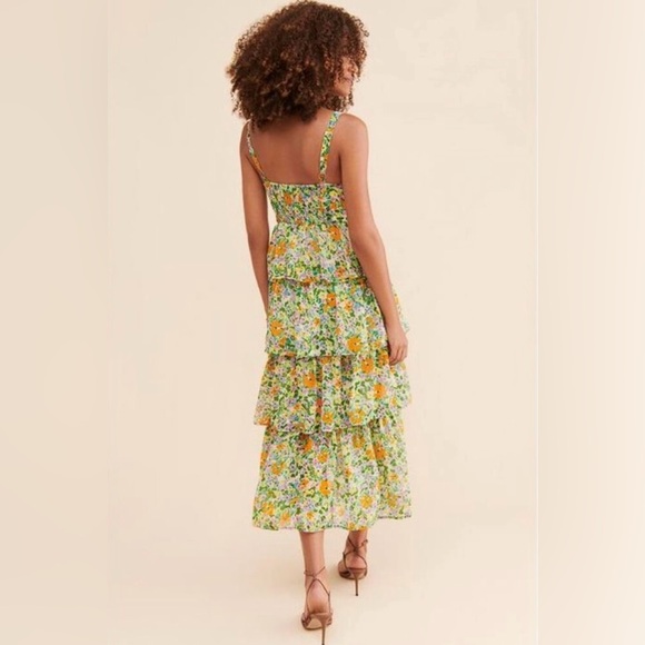 ASTR The Label Women's Midsummer Midi Dress Size S In Green Orange Floral - Picture 2 of 15
